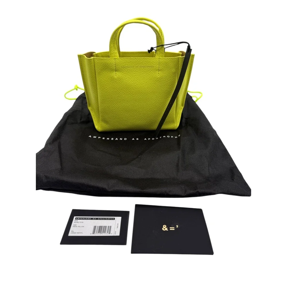 Ampersand As‎ Apostrophe Neon Yellow Micro Tote Leather NWT - Picture 7 of 7